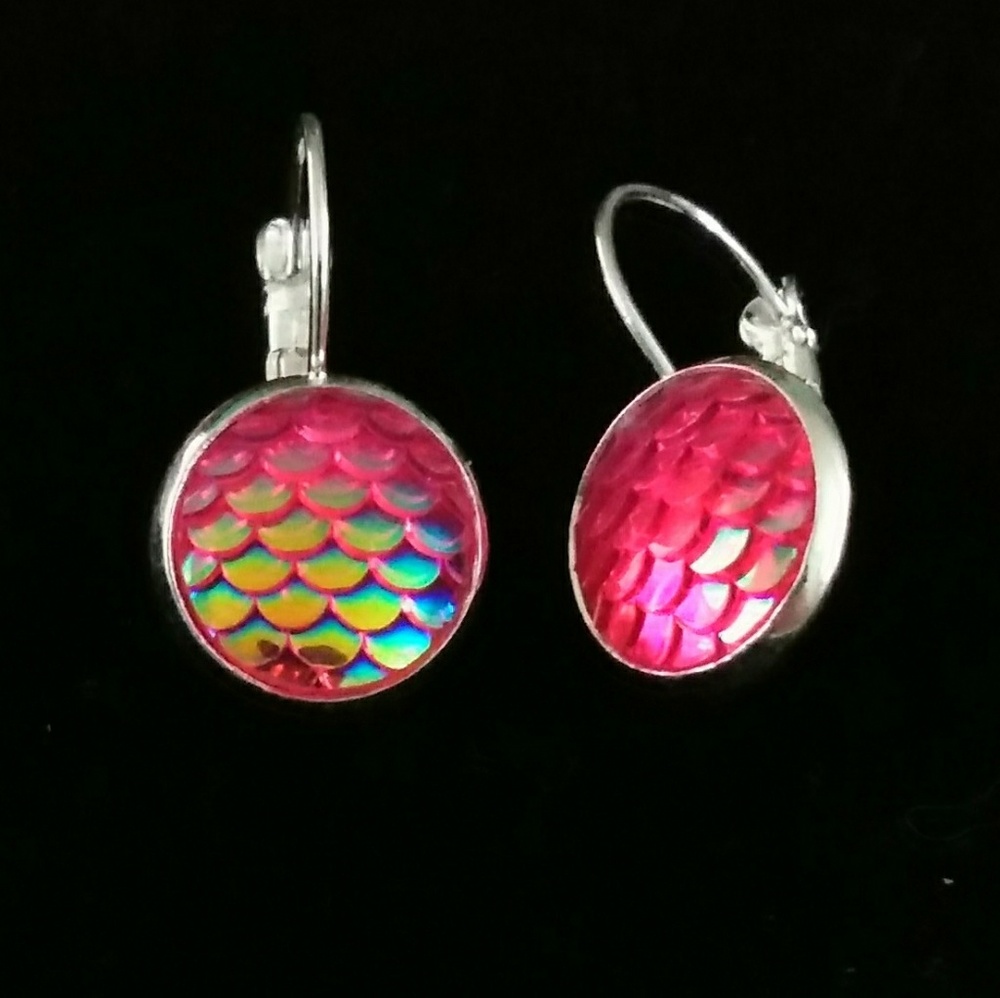 October mermaid scale leverback earrings